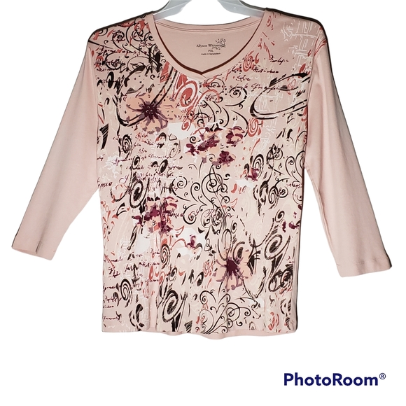 Allyson Whitmore PXL pink baddazed front pullover Top. 095 - Picture 1 of 4